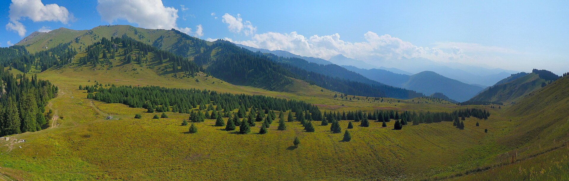 Summer panorama of Kok-Zhailau in the Almaty mountains